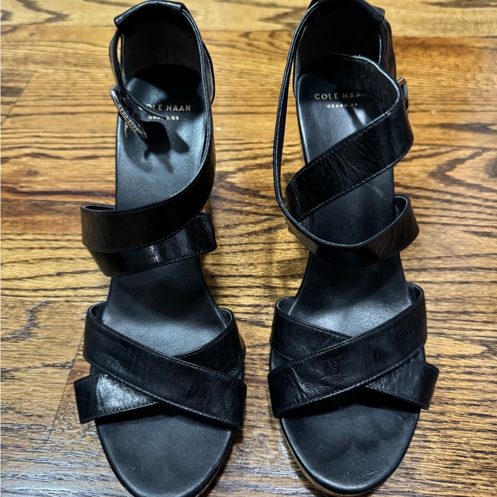 Cole Haan Black Leather Wedges